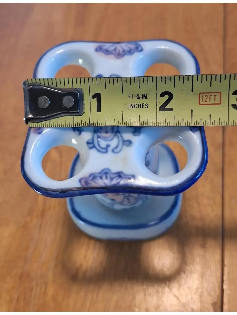Vintage Ceramic Toothbrush Holder w/Matching Rinse Cup Floral Pattern 3.25